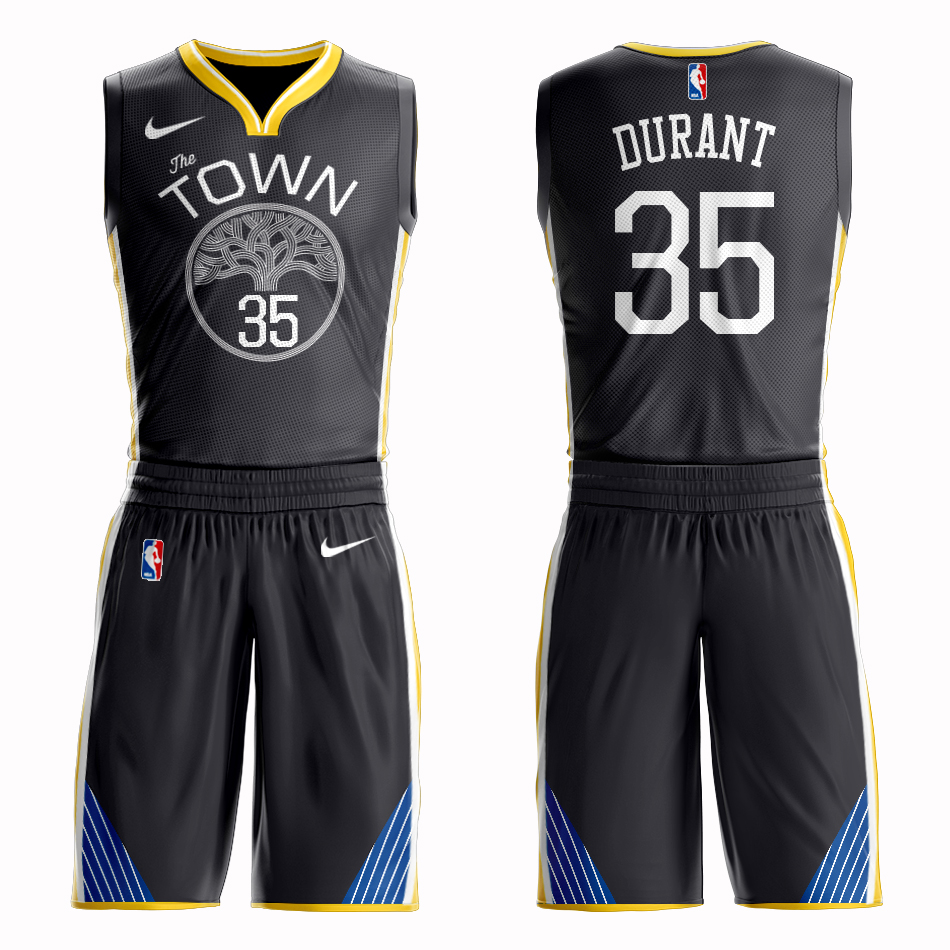 Men 2019 NBA Nike Golden State Warriors 35 Durant black Customized jersey